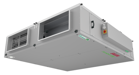 Компактные подпотолочные приточно-вытяжные установки с пластинчатым противоточным рекуператором тепла (КПД до 94%)